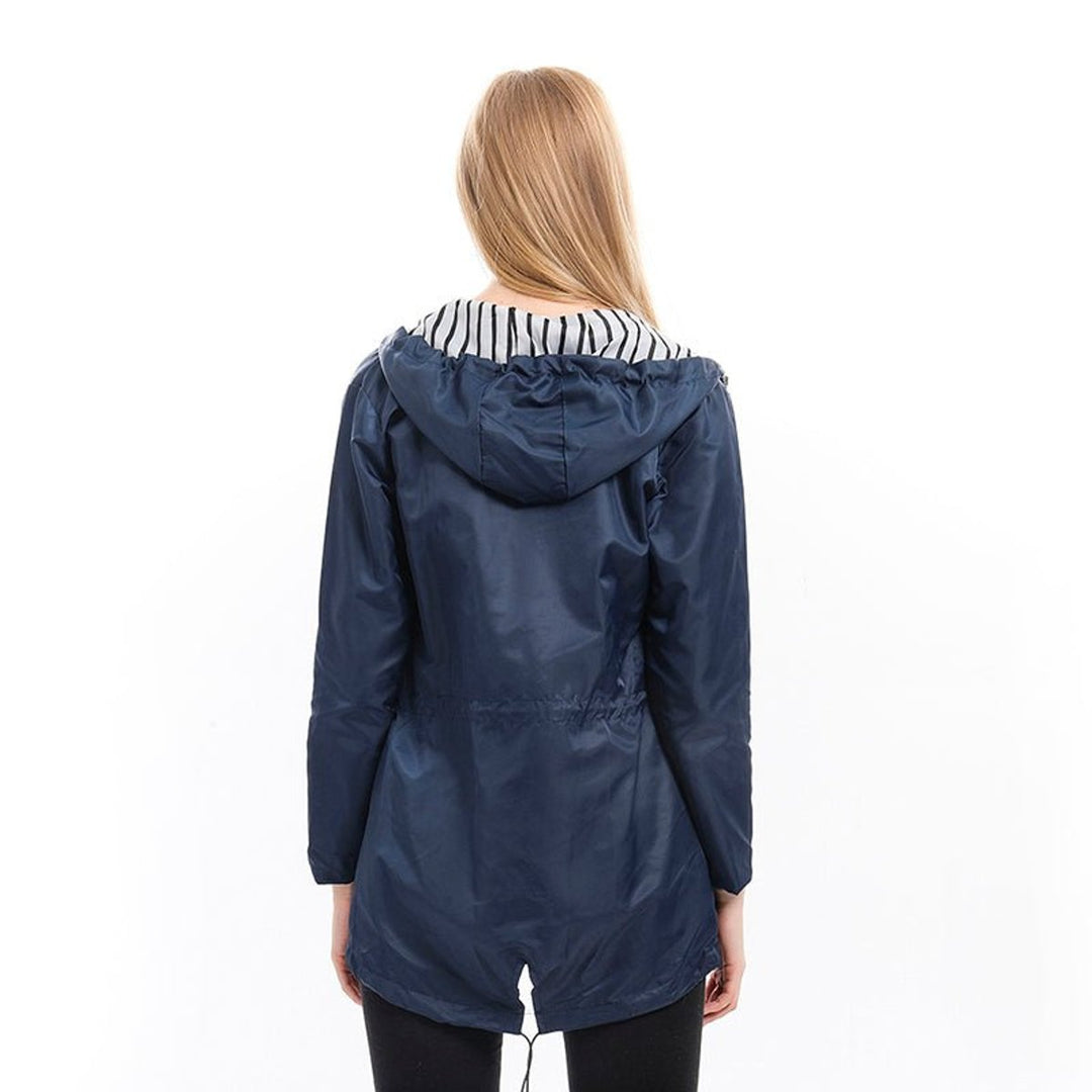 Vicky | Hooded Drawstring Waterproof Rain Jacket