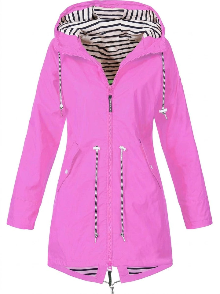Vicky | Hooded Drawstring Waterproof Rain Jacket