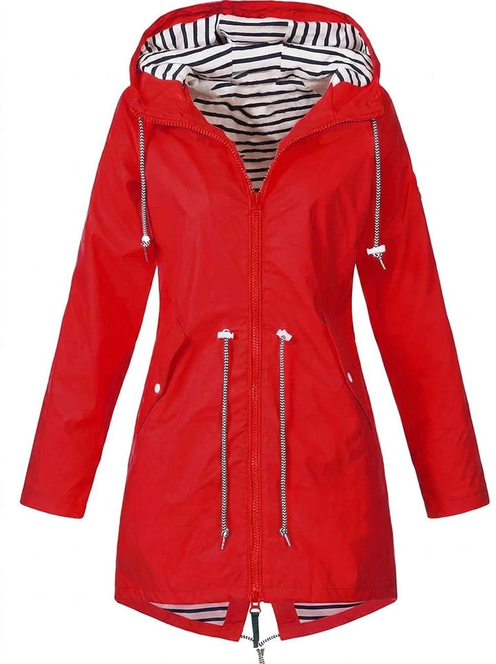 Vicky | Hooded Drawstring Waterproof Rain Jacket