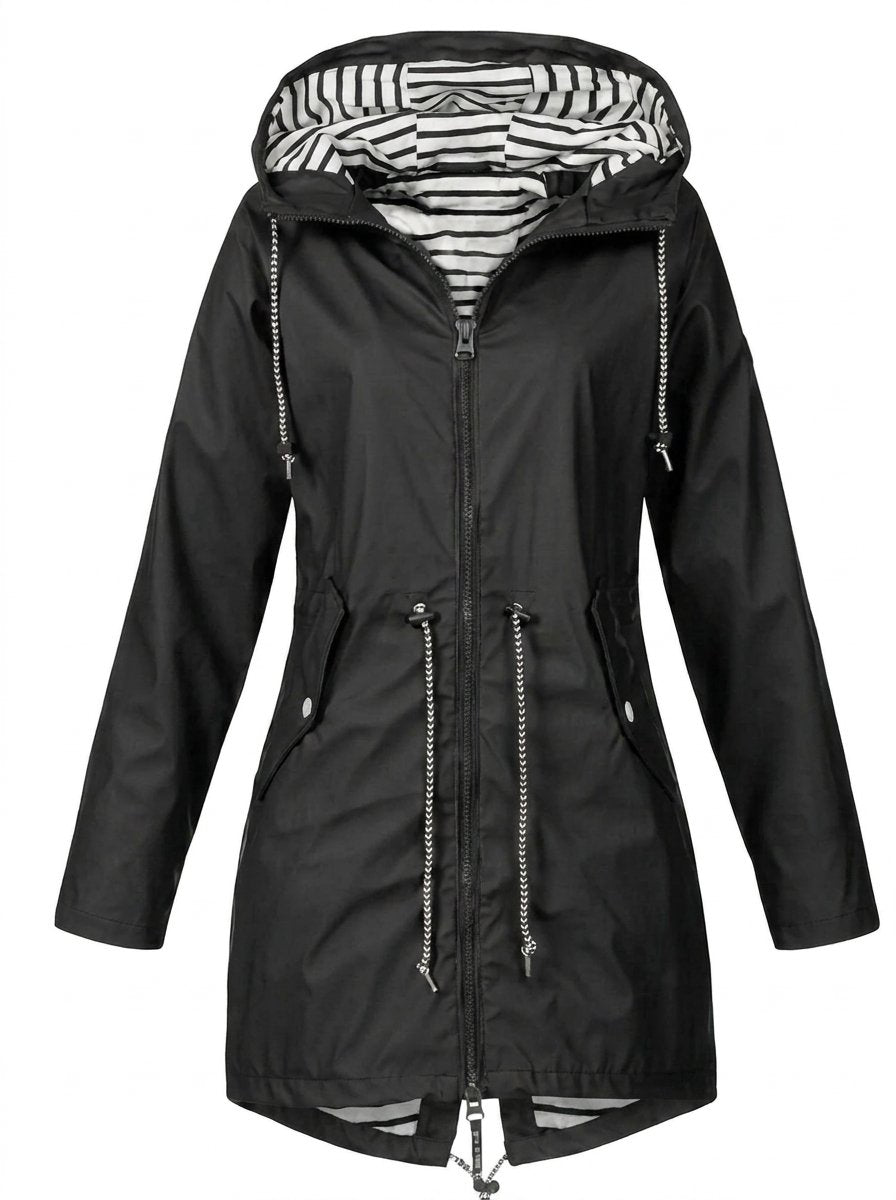 Vicky | Hooded Drawstring Waterproof Rain Jacket