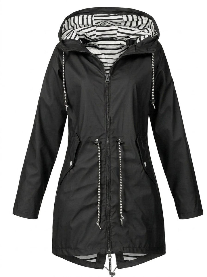Vicky | Hooded Drawstring Waterproof Rain Jacket