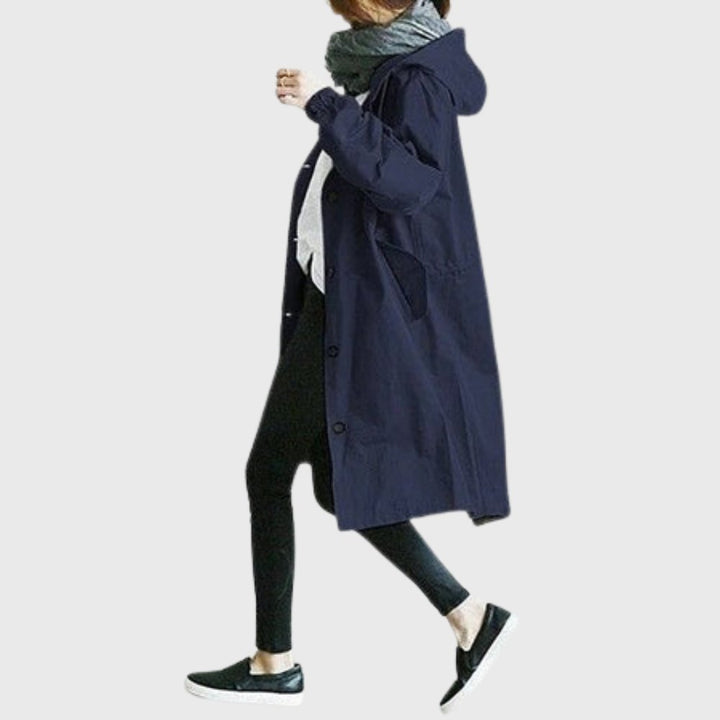 Marina | Hooded Waterproof Lightweight Rain Trench Jacket