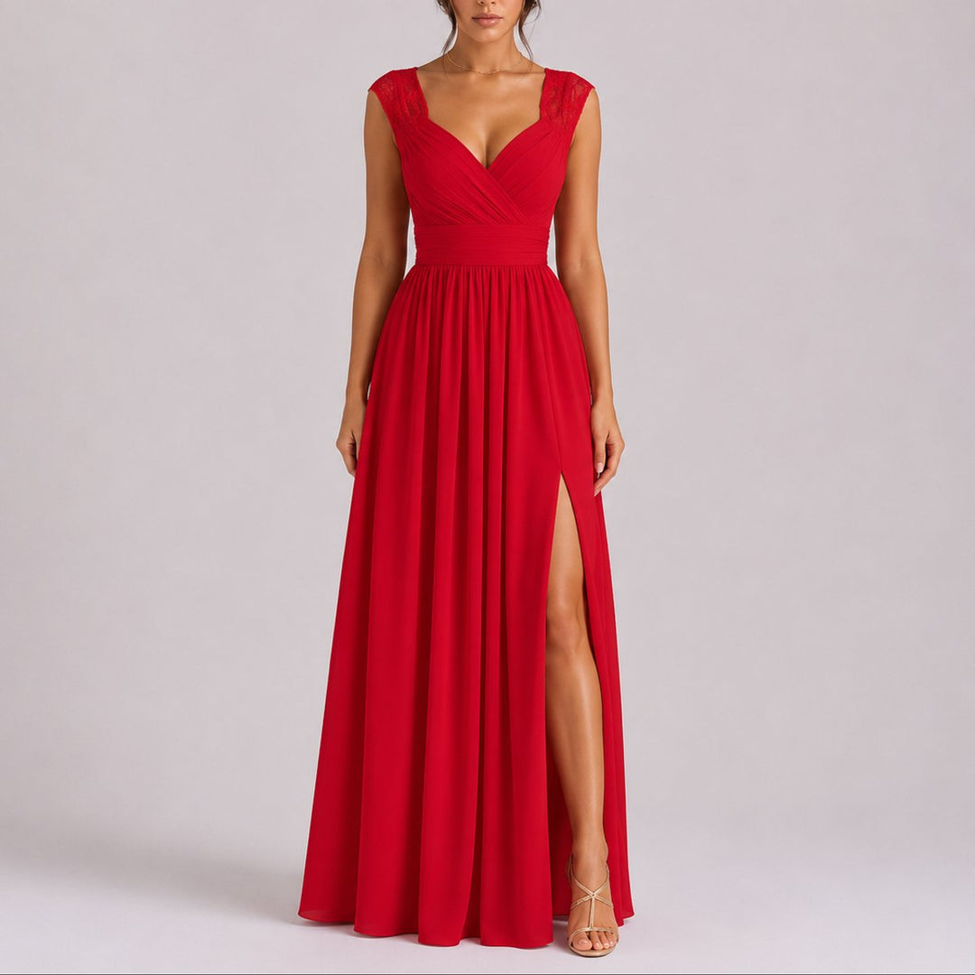 Camila | Wedding Guest Lace Wrap-Bodice Dress