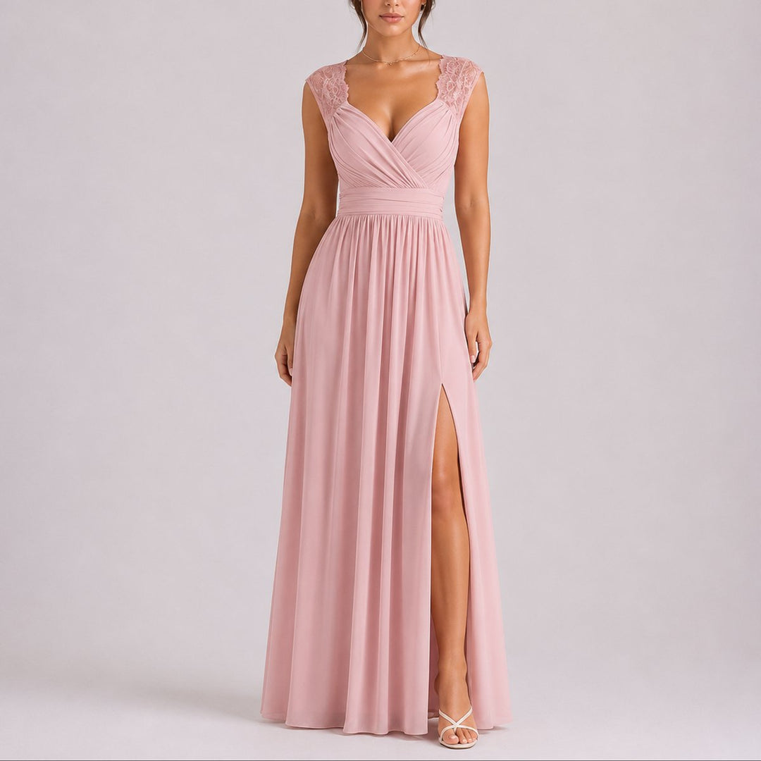Camila | Wedding Guest Lace Wrap-Bodice Dress
