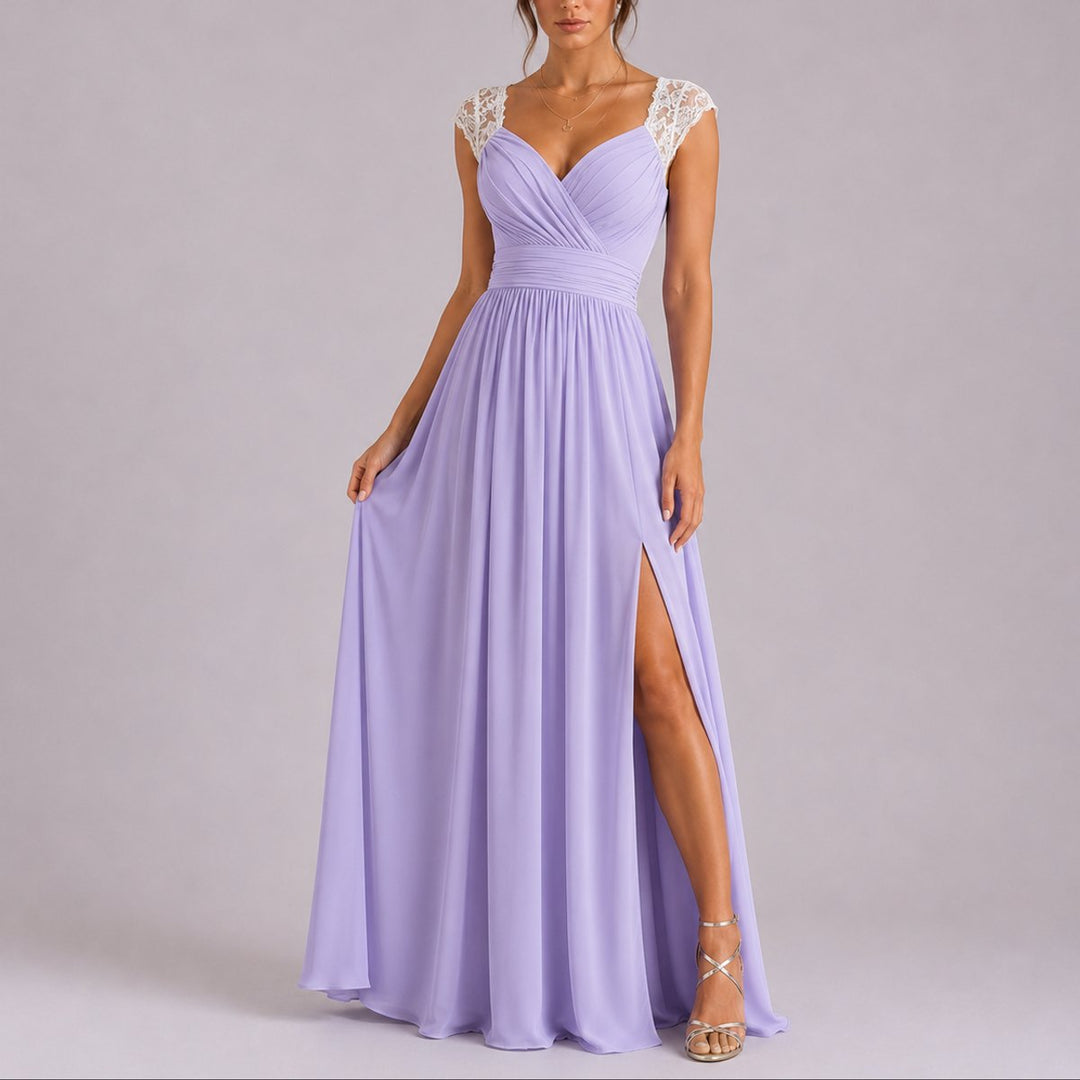 Camila | Wedding Guest Lace Wrap-Bodice Dress