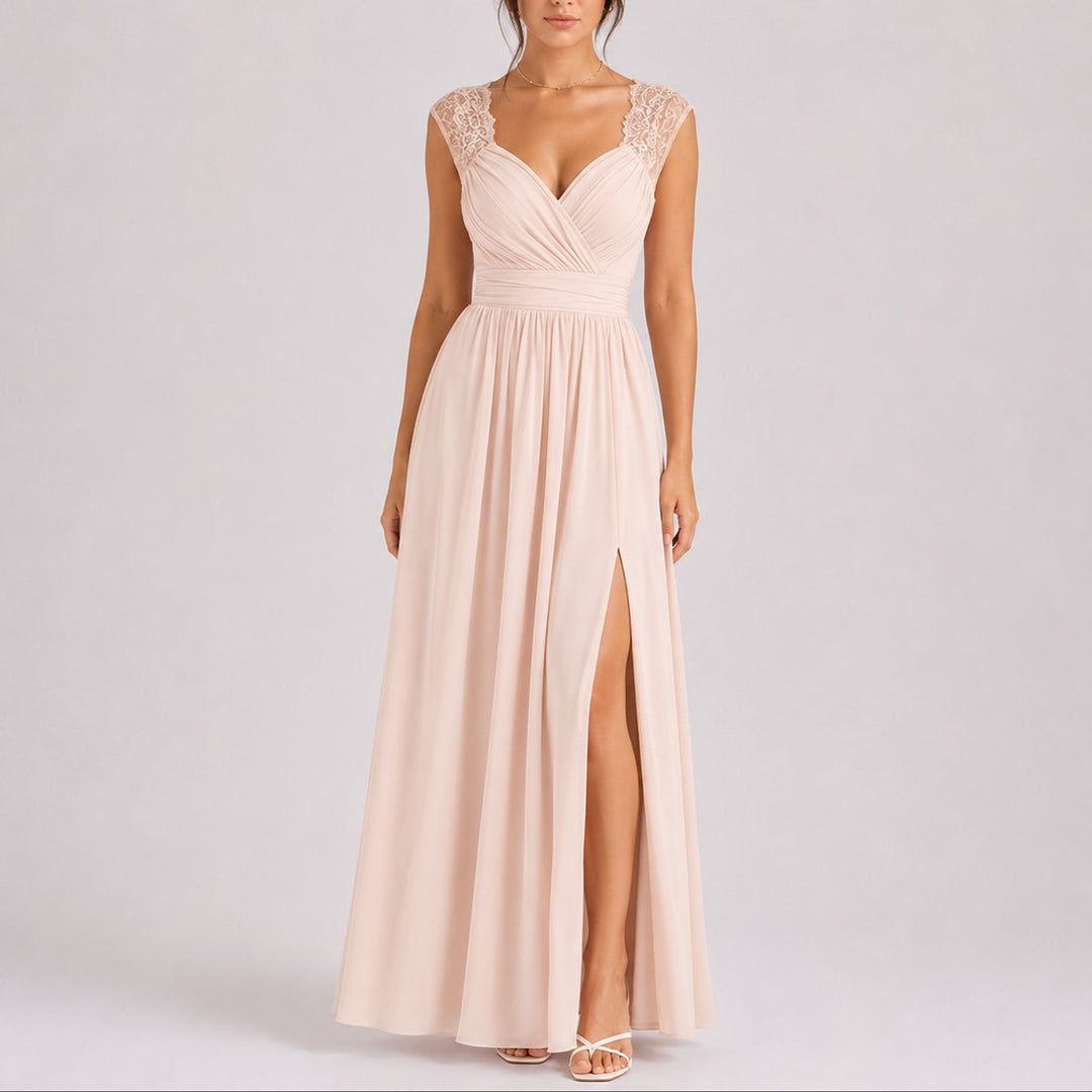 Camila | Wedding Guest Lace Wrap-Bodice Dress