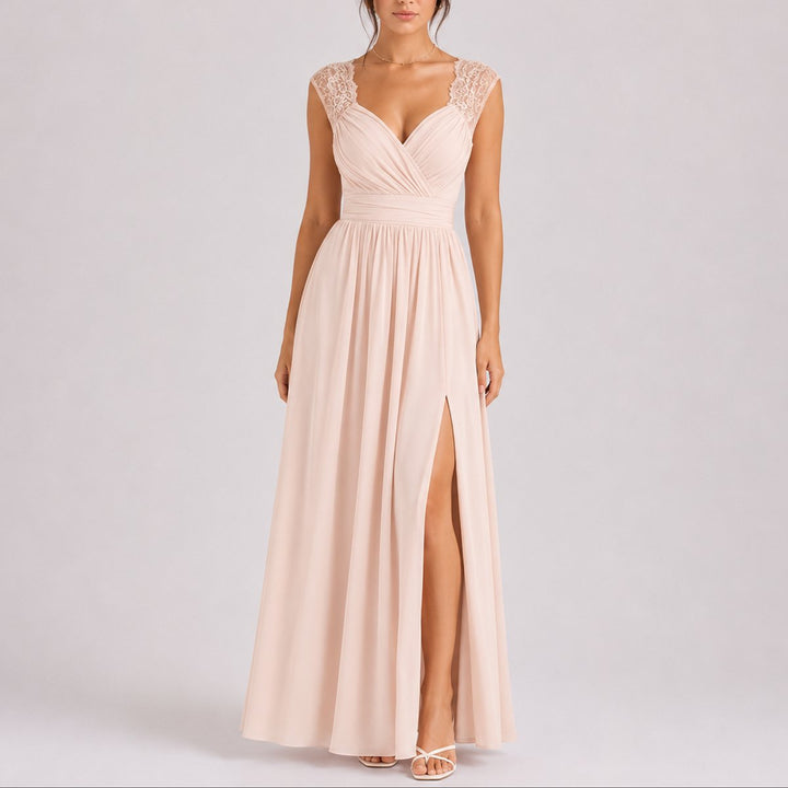 Camila | Wedding Guest Lace Wrap-Bodice Dress