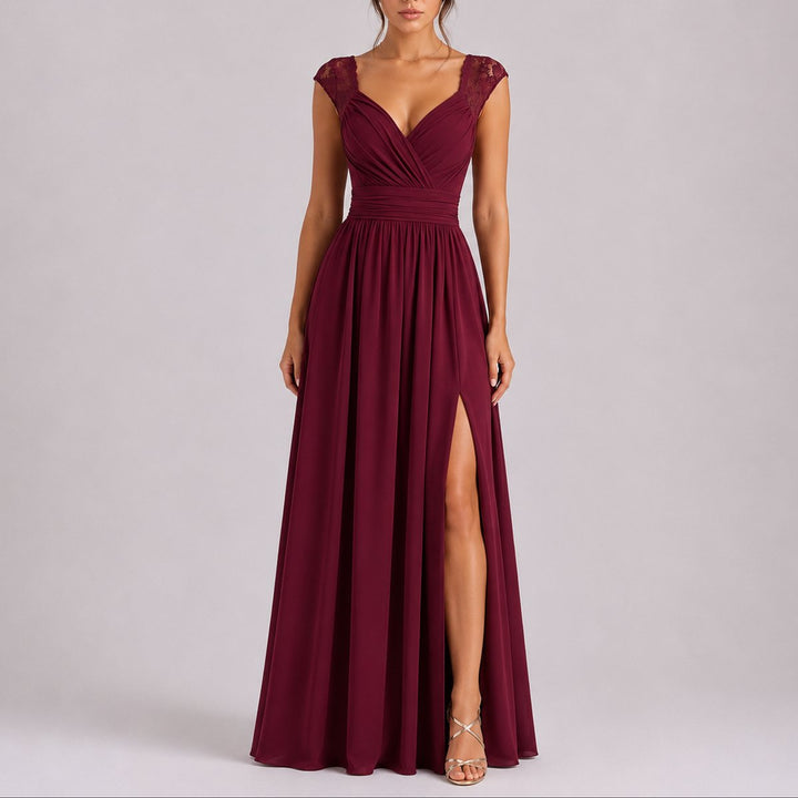 Camila | Wedding Guest Lace Wrap-Bodice Dress