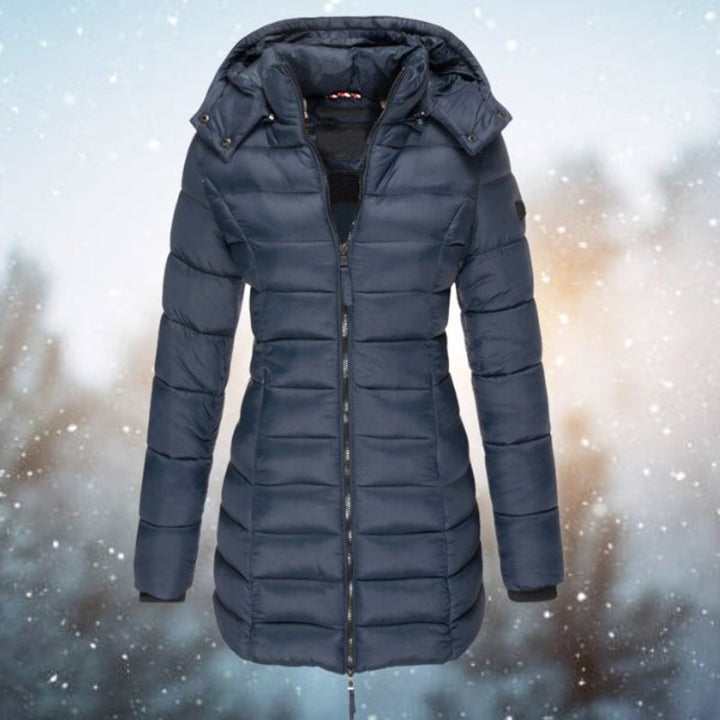 Camila | Long Hooded Puffer Zip-Up Winter Jacket