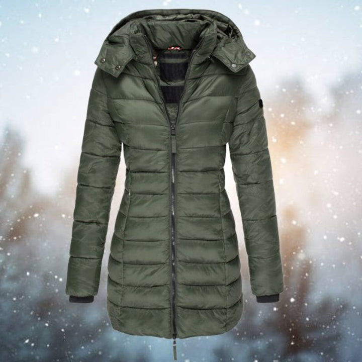 Camila | Long Hooded Puffer Zip-Up Winter Jacket
