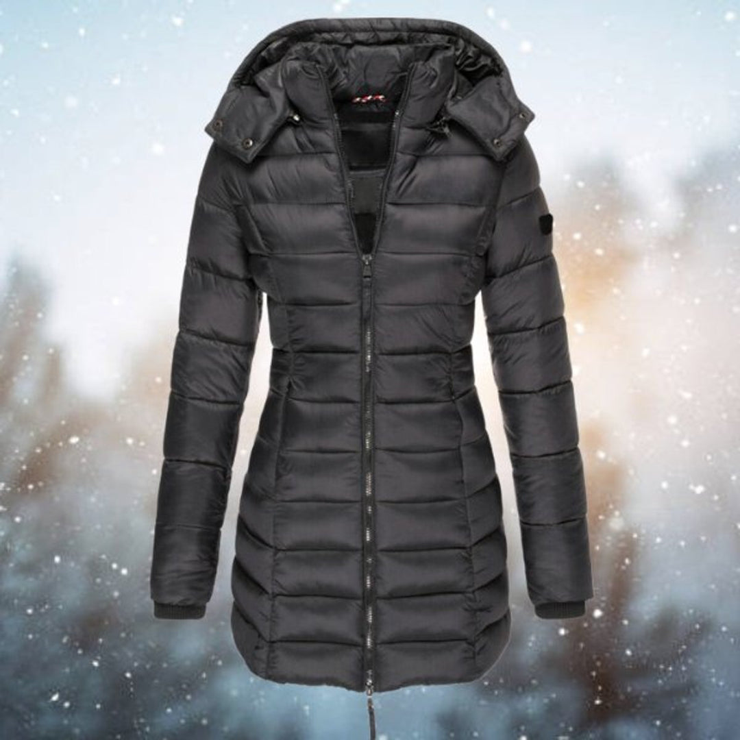 Camila | Long Hooded Puffer Zip-Up Winter Jacket