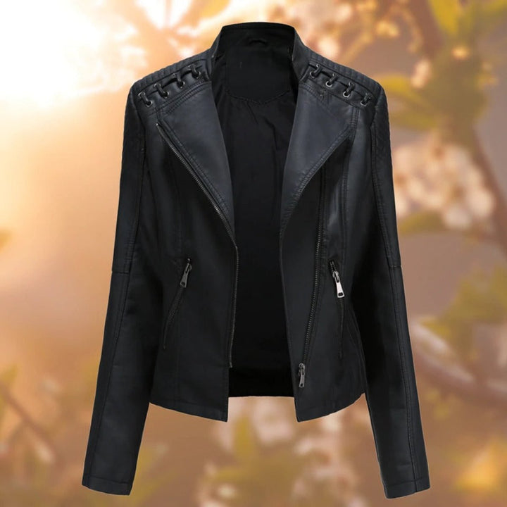 Jenny | Moto-Style Zip-Up Faux Leather Biker Jacket