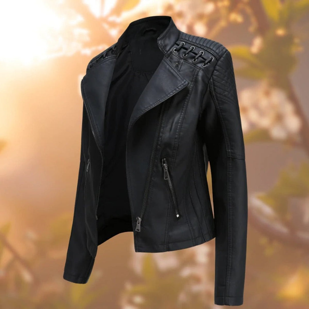 Jenny | Moto-Style Zip-Up Faux Leather Biker Jacket