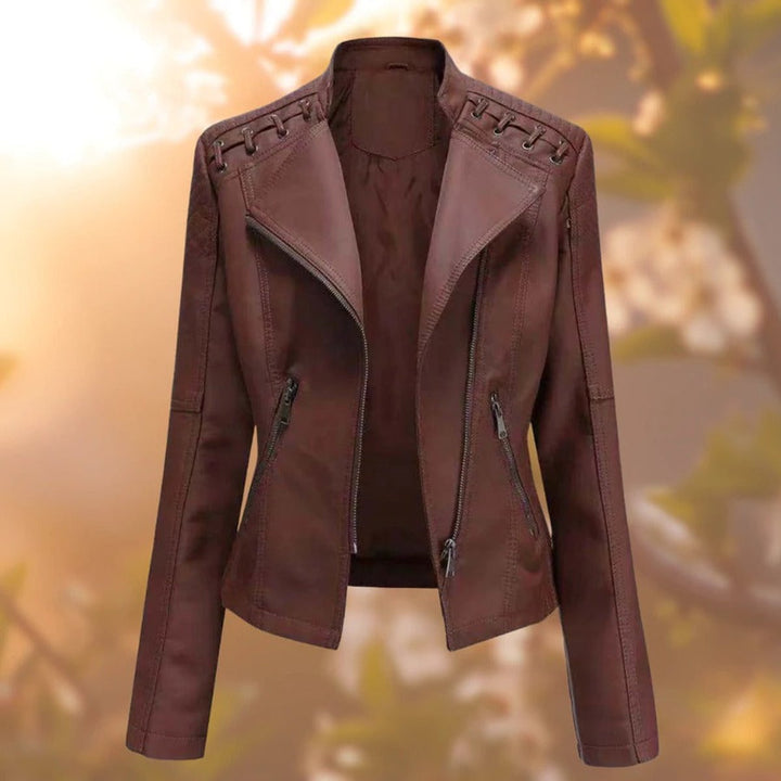 Jenny | Moto-Style Zip-Up Faux Leather Biker Jacket