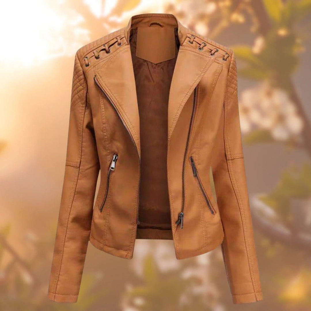 Jenny | Moto-Style Zip-Up Faux Leather Biker Jacket