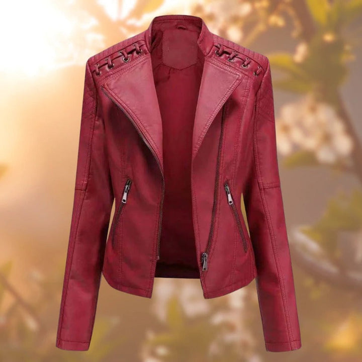 Jenny | Moto-Style Zip-Up Faux Leather Biker Jacket
