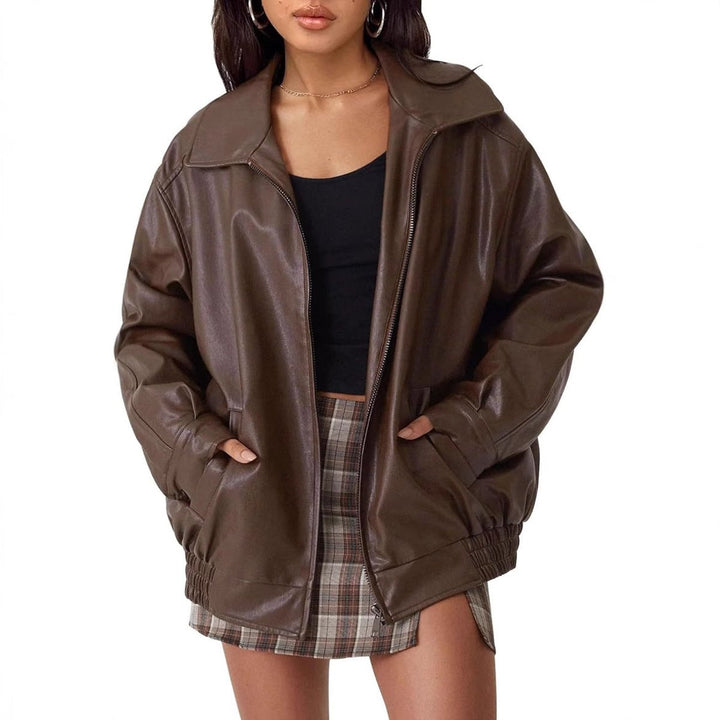 Carmen | Oversized Faux Leather Bomber Jacket