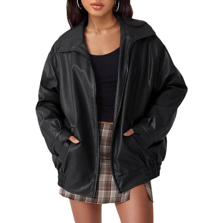 Carmen | Oversized Faux Leather Bomber Jacket