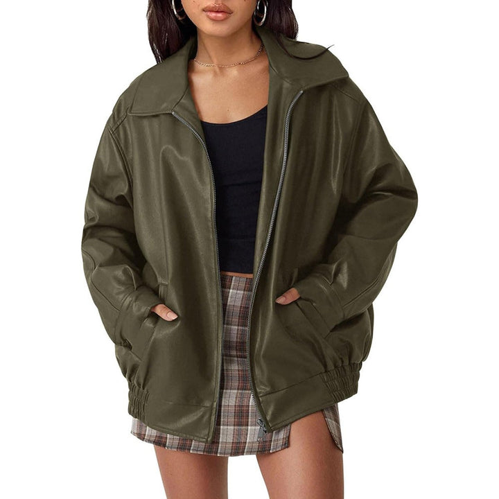 Carmen | Oversized Faux Leather Bomber Jacket