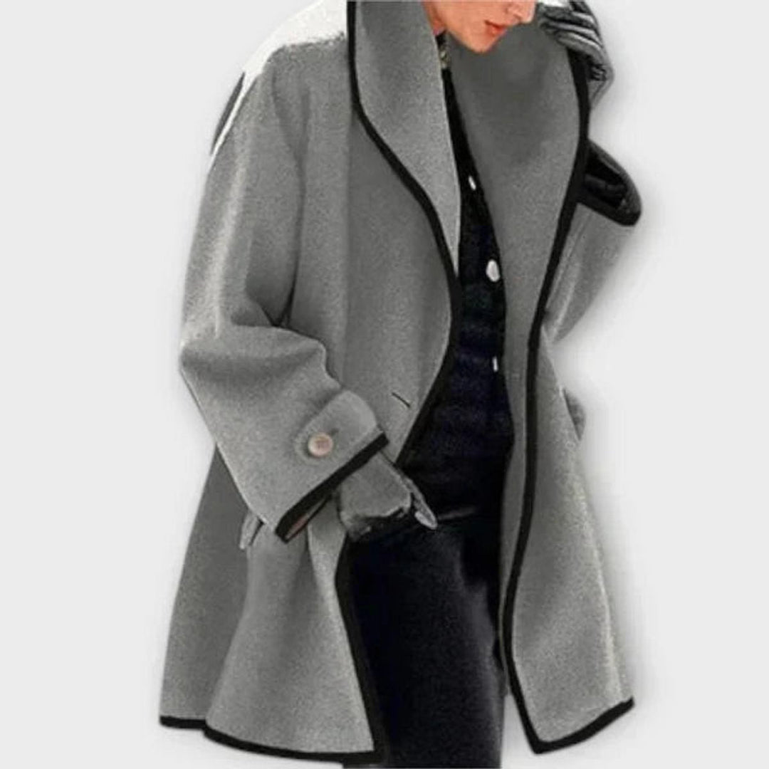 Charlotte | Oversized Wool-Blend Contrast-Trim Jacket