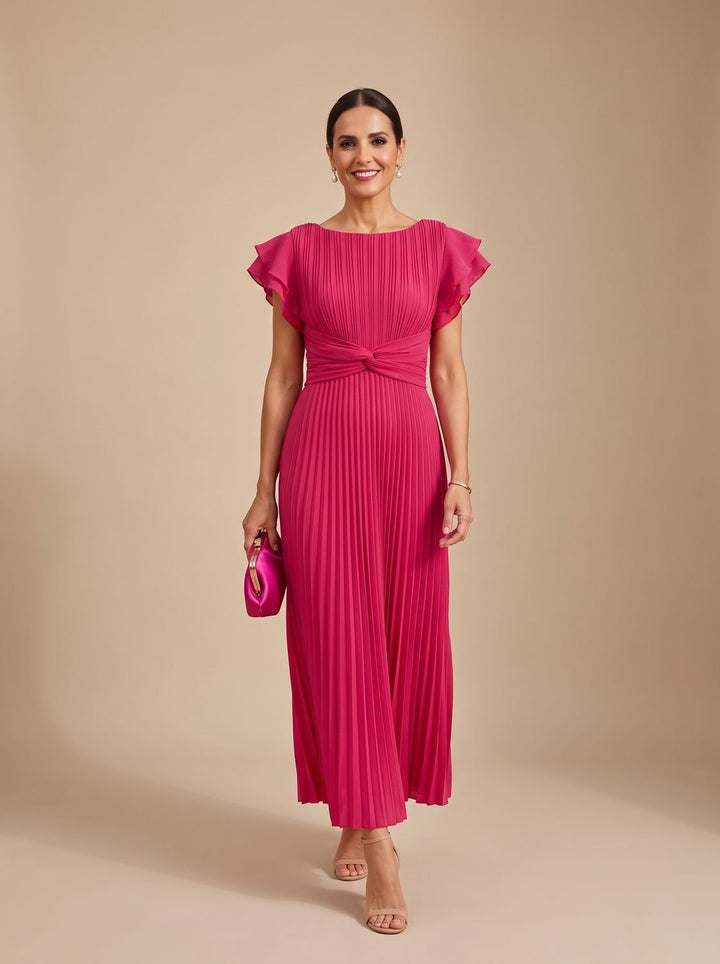 Harper | Wedding Guest Flutter-Sleeve Maxi Dress