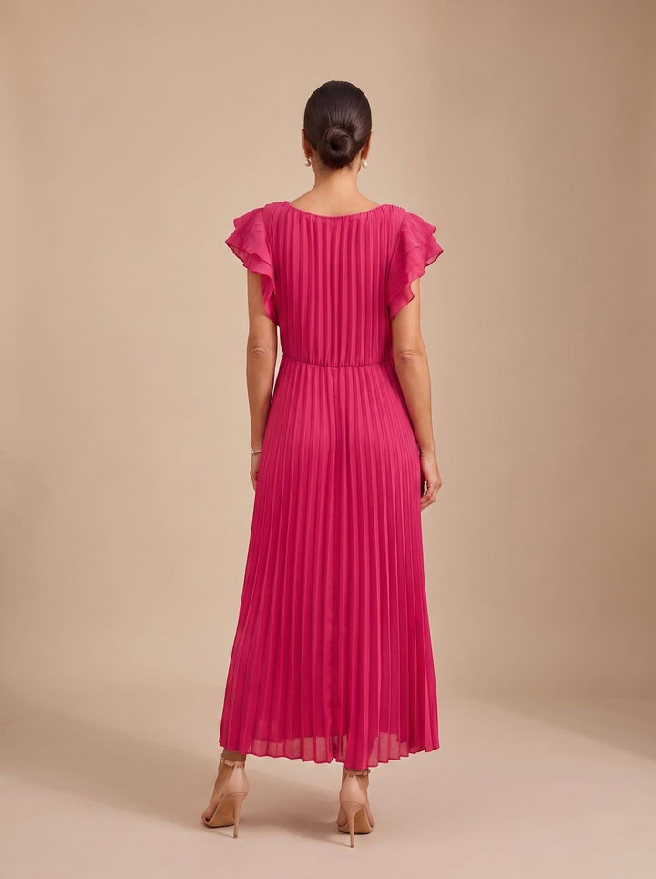 Harper | Wedding Guest Flutter-Sleeve Maxi Dress