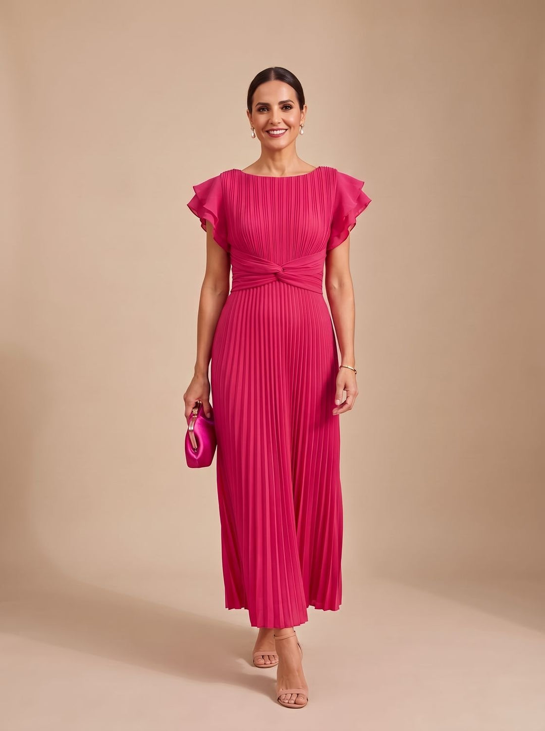 Harper | Wedding Guest Flutter-Sleeve Maxi Dress