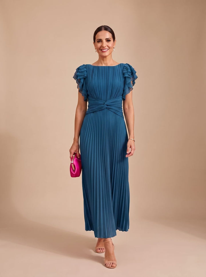 Harper | Wedding Guest Flutter-Sleeve Maxi Dress
