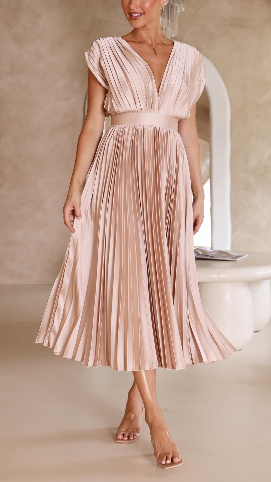 Kaitlyn | Wedding Guest V-Neck Midi Dress