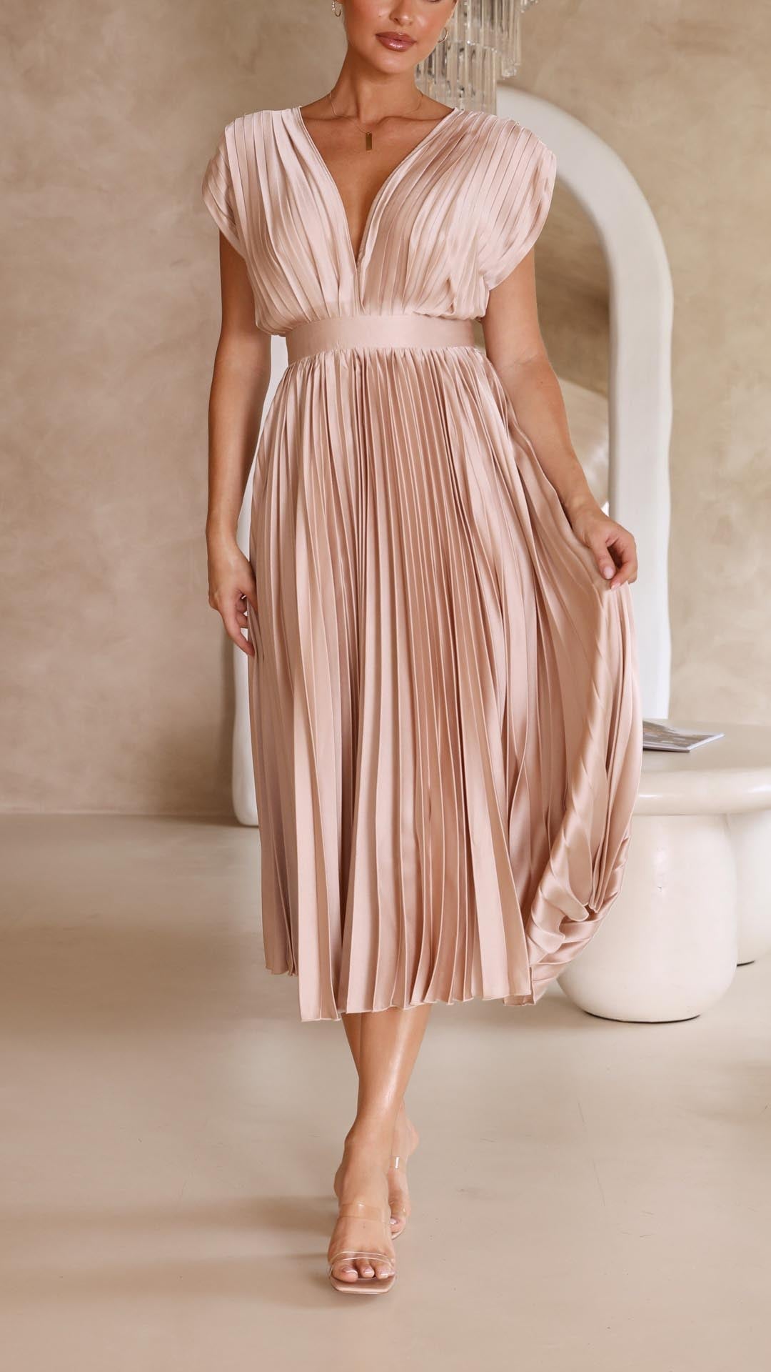 Kaitlyn | Wedding Guest V-Neck Midi Dress