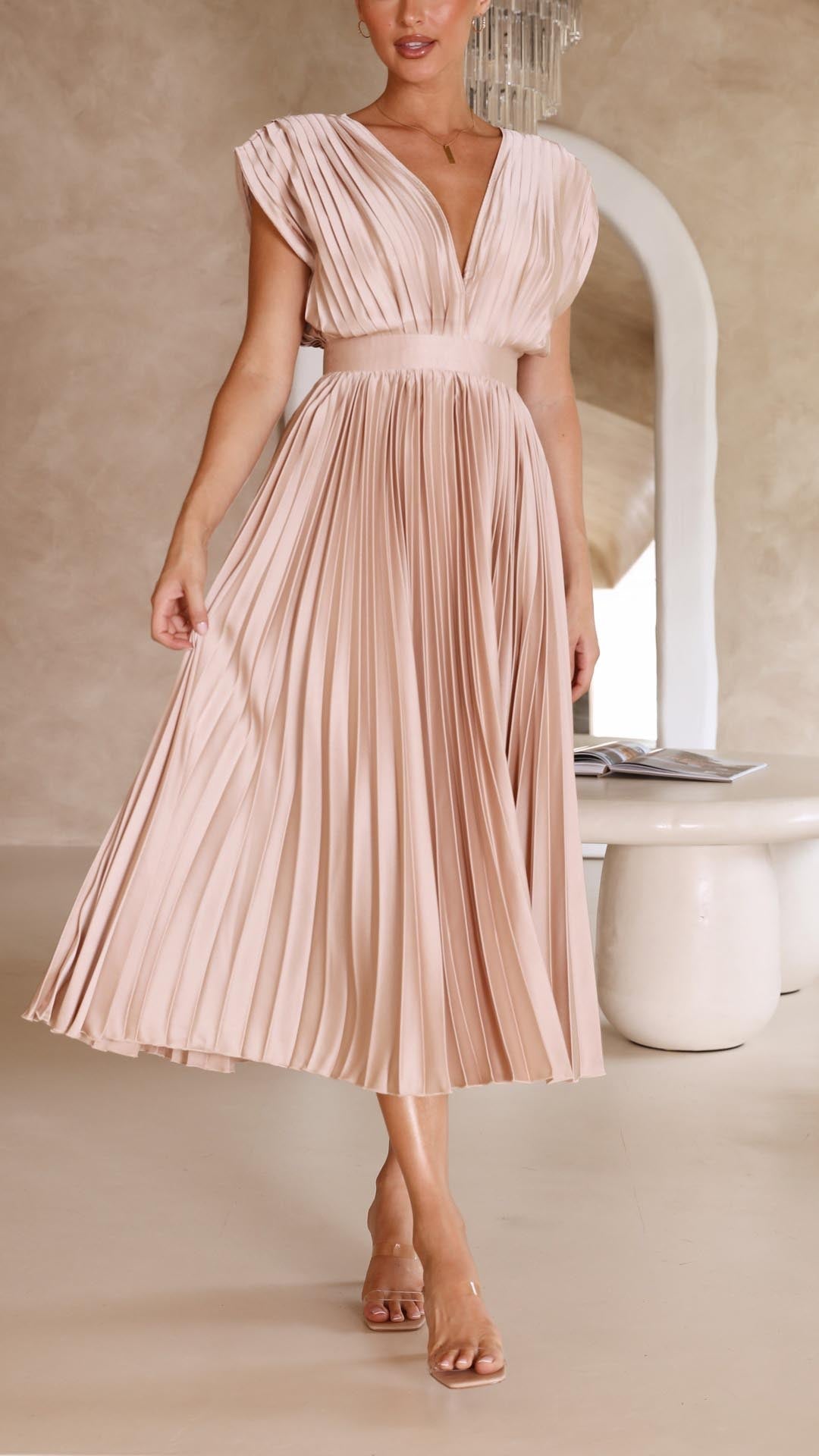 Kaitlyn | Wedding Guest V-Neck Midi Dress
