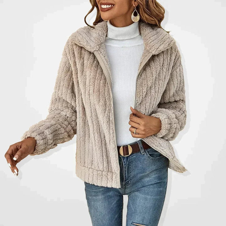 Quilted Winter Jacket for Women | Fluffy Zip-Up