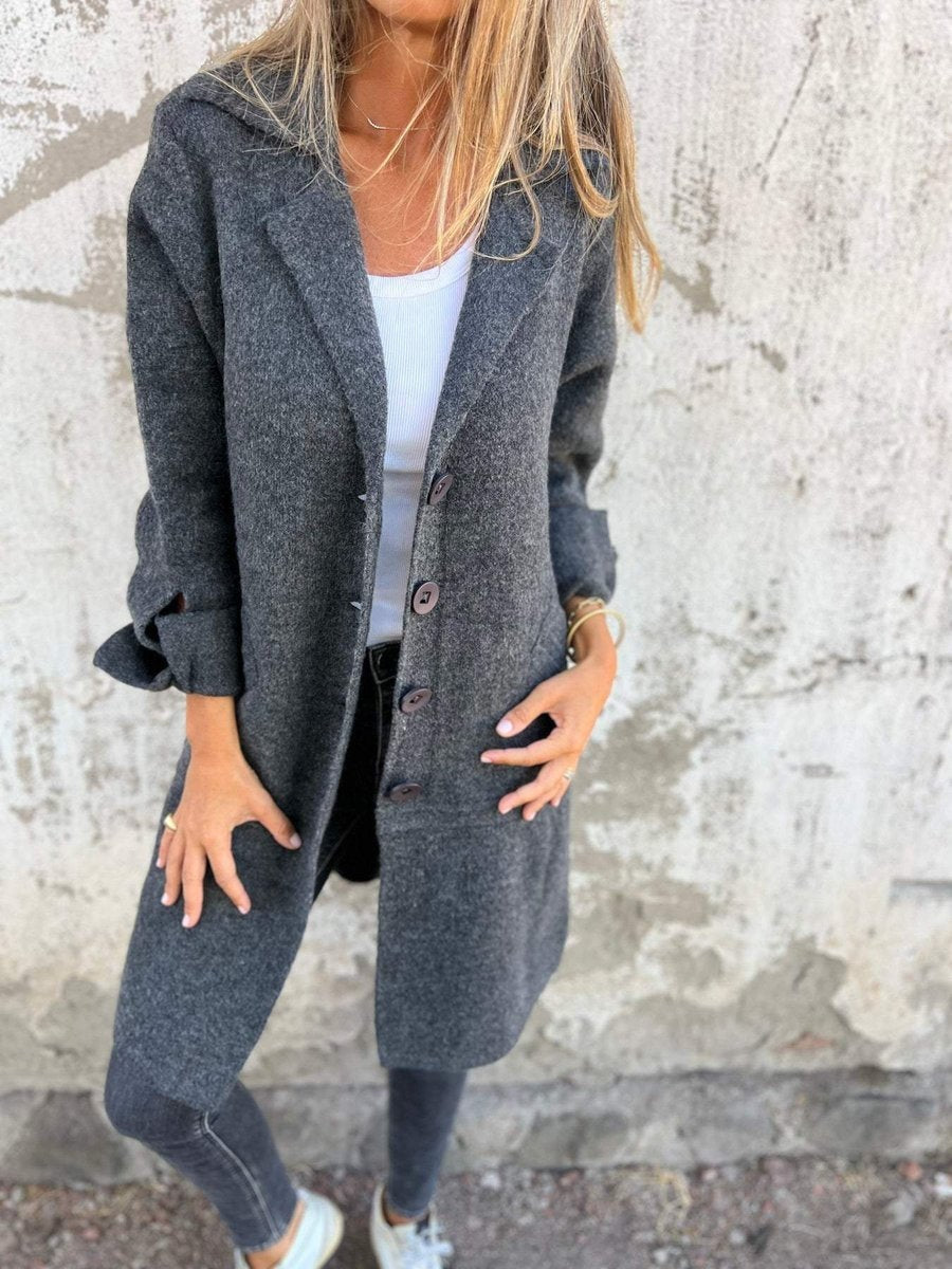 Linda | Wool Relaxed Longline Button-Front Coat
