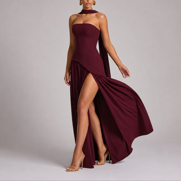 Camila | Wedding Guest Scarf-Neck Maxi Dress