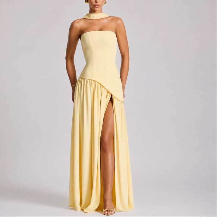 Camila | Wedding Guest Scarf-Neck Maxi Dress