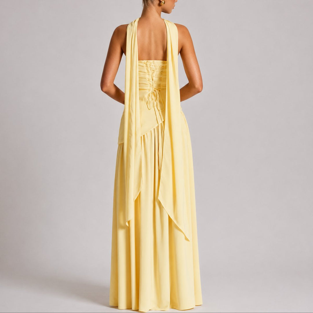Camila | Wedding Guest Scarf-Neck Maxi Dress