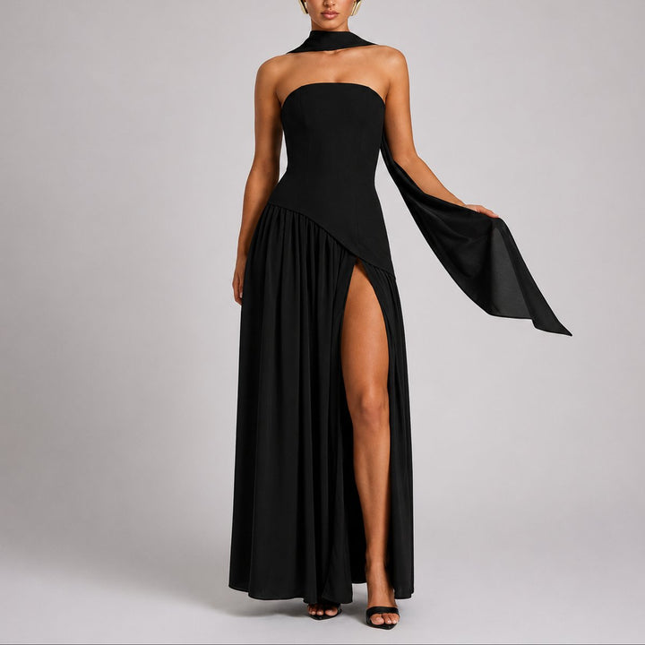 Camila | Wedding Guest Scarf-Neck Maxi Dress