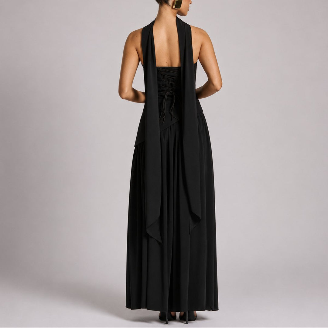 Camila | Wedding Guest Scarf-Neck Maxi Dress