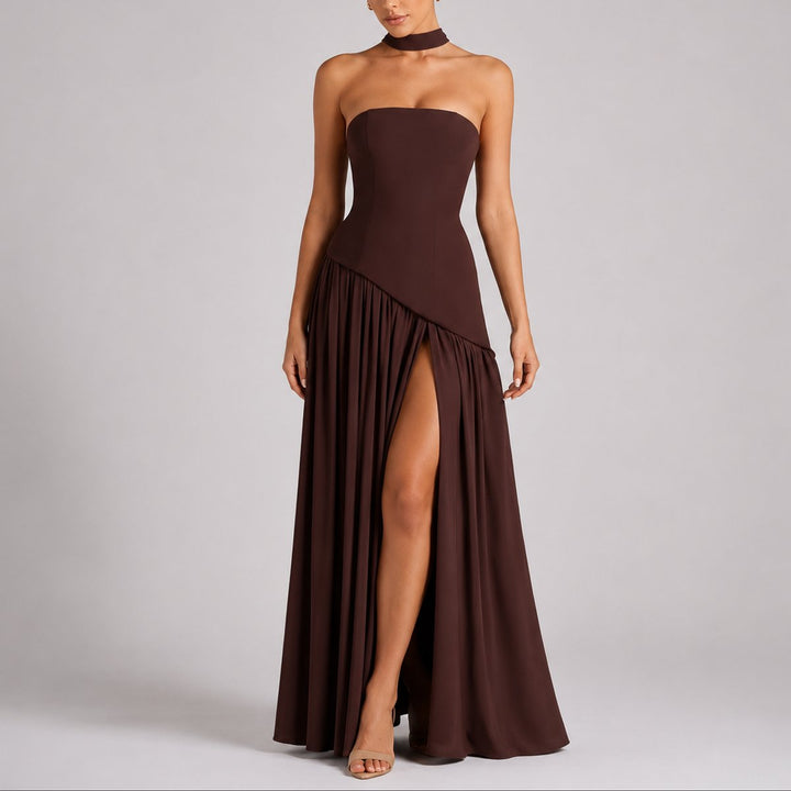 Camila | Wedding Guest Scarf-Neck Maxi Dress