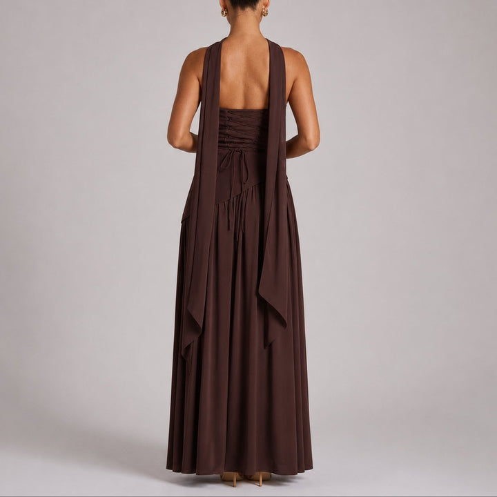Camila | Wedding Guest Scarf-Neck Maxi Dress
