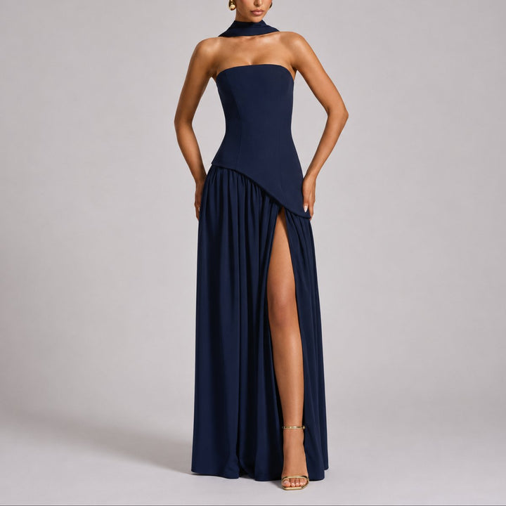 Camila | Wedding Guest Scarf-Neck Maxi Dress